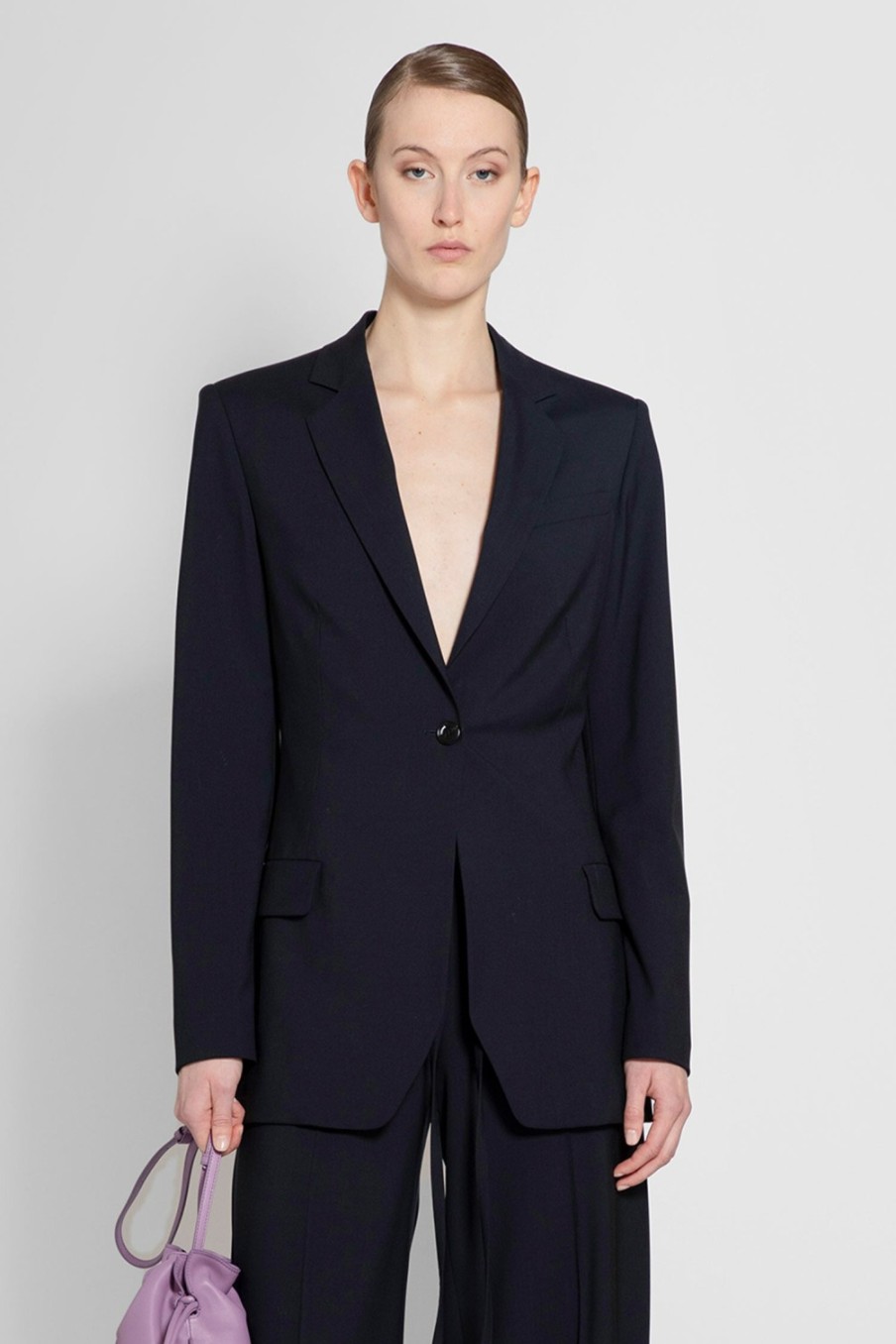 Women Loewe Blazers Loewe Womens Dark Blue Cut Out Tailored Blazer ⋆ Fesyenshop 